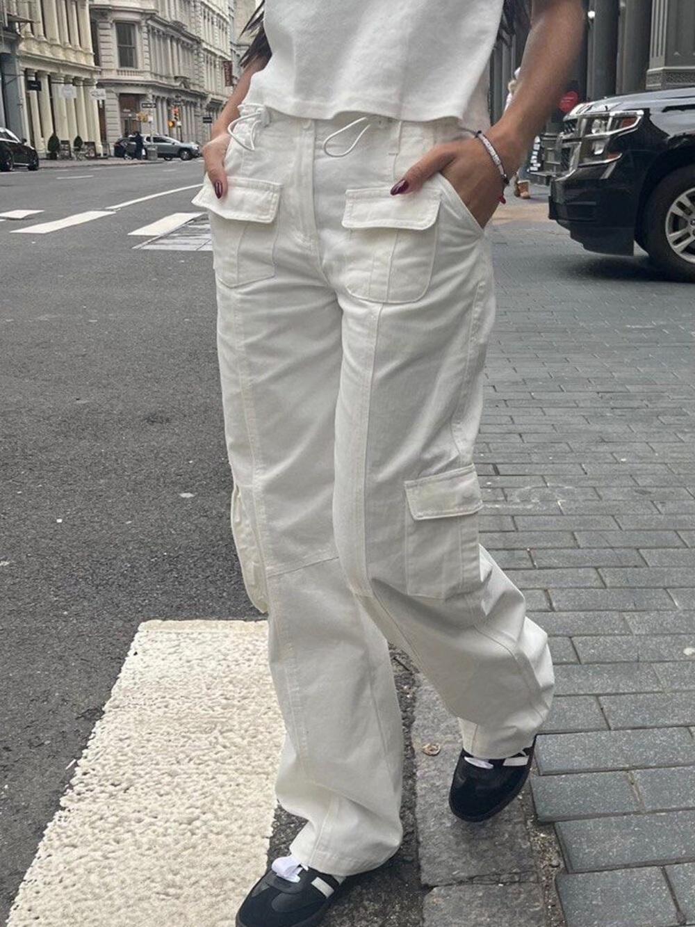 Brandy Melville White Kim Cargo Pants